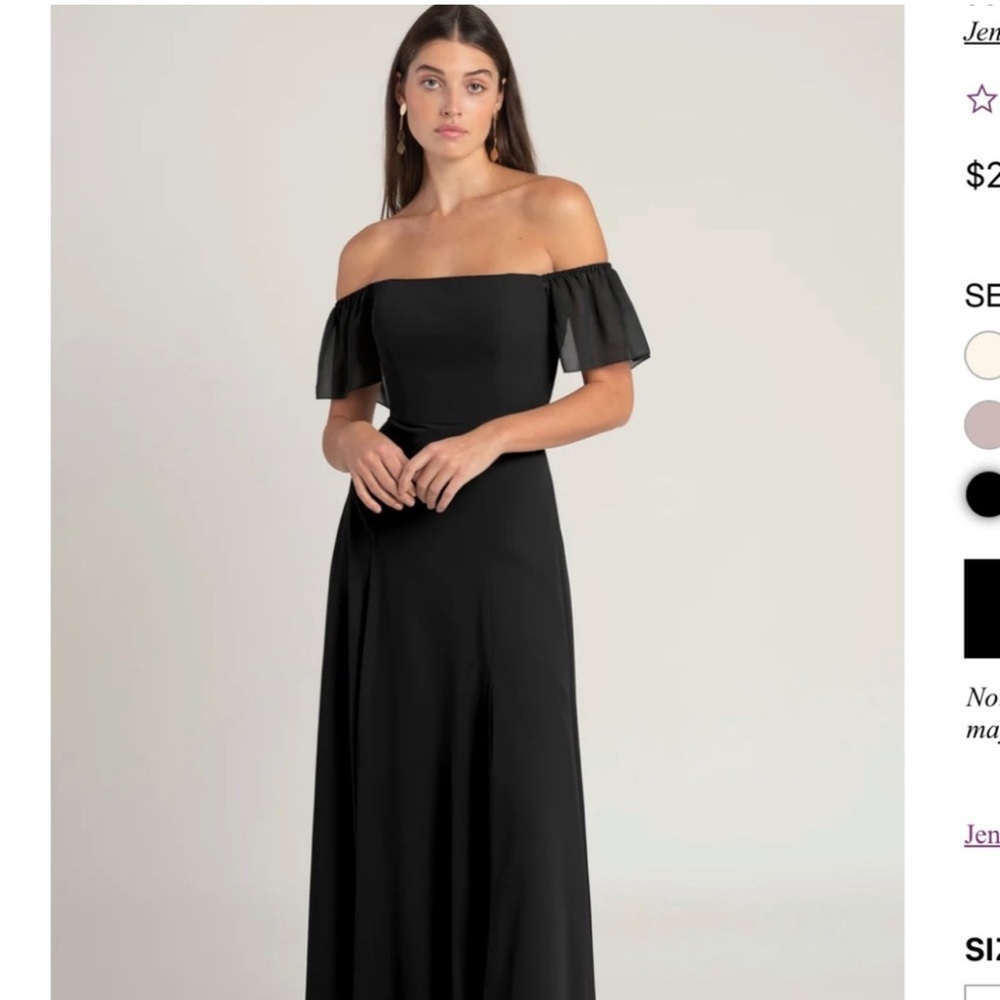 Jenny Yoo Elsie Black Chiffon Dress Size 22 Formal Bridesmaid Wedding Plus Ball